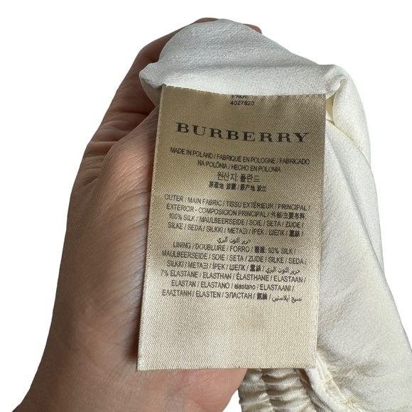 Burberry | Silk Track Pants in Cream with Black Piping US 8 - Picture 7 of 12